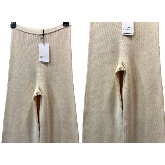 NEW Brunette The Label Cream KNIT Ribbed Pants | XS/S - Picture 3 of 13